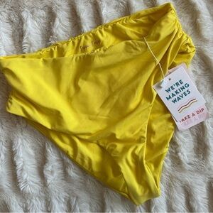 Dippin’ Daisies High Waist Scrunch Side Sunshine Yellow Bikini Bottoms Sz XS